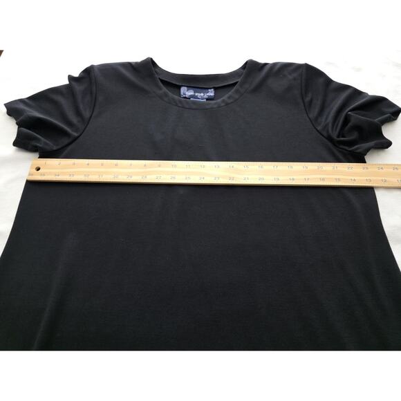 Susan Graver Style XL Black Dress SS NEW Removable Shoulder Pads Liquid Knit USA - Picture 3 of 11